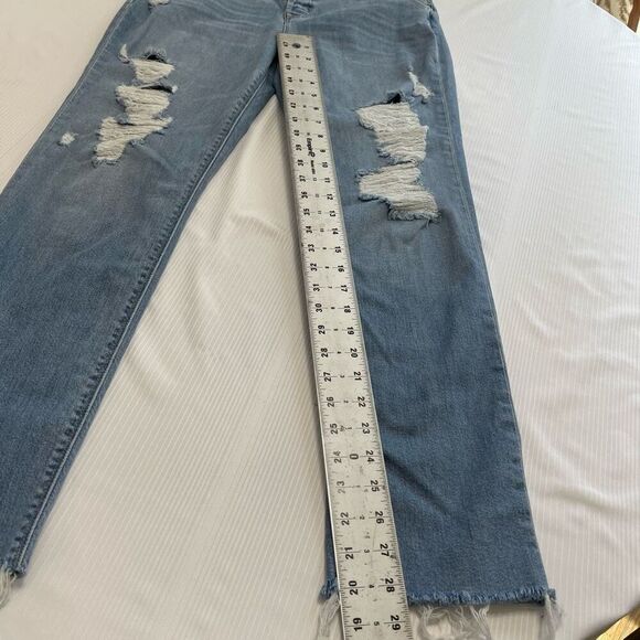 Hudson Riley Crop Relaxed Straight Destroyed Denim Jeans Size 28 - Picture 6 of 10